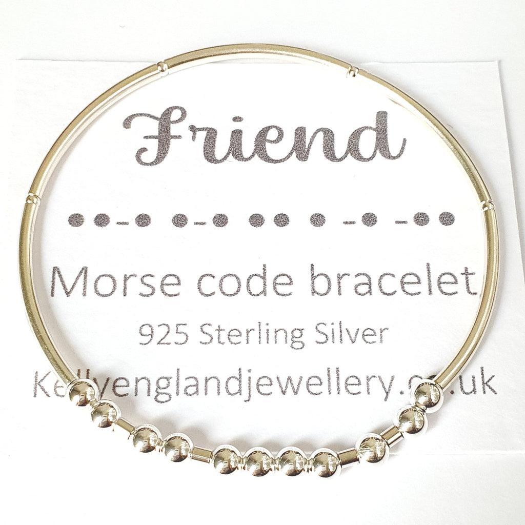 Friend! Sterling Silver Morse Code Bracelet