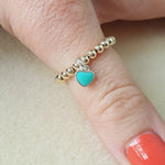 Gold Turquose Heart Stretch Ring