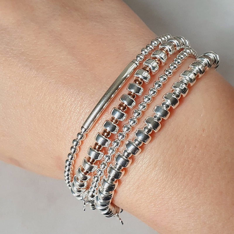 Sterling Silver & Rose Gold Stack - Less Fuss