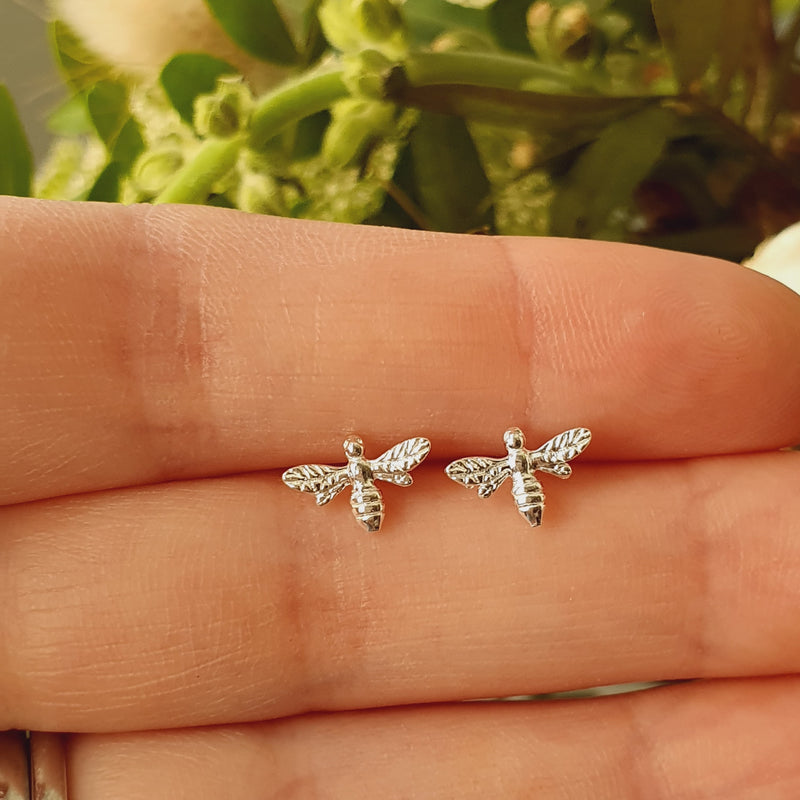 Sterling Silver Bee Stud Earrings